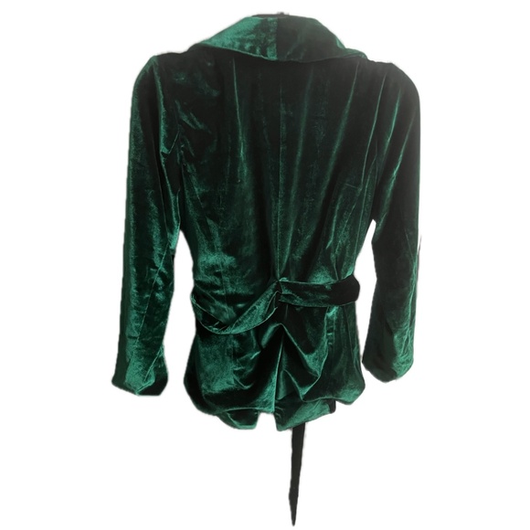 Charlie Holiday Green Velvet Belted Blazer | Sz S - Picture 3 of 3